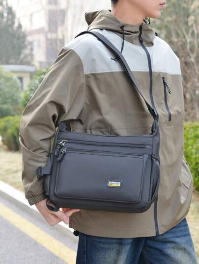 حقيبة رجالية عصرية جديدة، من خامة عالية الجودة، ذات سعة كبيرة بأقسام، حقيبة كروس متعددة الوظائف، بتصميم بسيط وأنيق، مناسبة للمكتب والعمل والارتداء اليومي