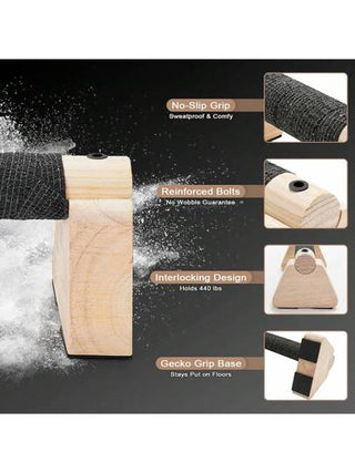 أعمدة البارالليت - معدات كالستينيكس خشبية لتدريب الوقوف على اليدين ، أعمدة الضغط والتمارين الكالستينيكس - كتل للوقوف على اليدين ومقابض الضغط للرجال