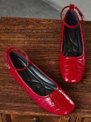 أحذية أوكسفورد حريمي أحذية نسائية ذات أصابع مربعة ضحلة باللون الأحمر المربع ، كاجوال متعددة الاستخدامات أكسفورد مسطح للمكتب ، الأنشطة الخارجية ، الربيع/الصيف ، أزياء شقة ماري جين لتناسب الفساتين ، حزام الكاحل ، عيد الأم