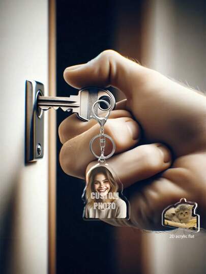 قلادة مفاتيح أكريليكية مخصصة 1 قطعة، دائرة أكريليكية مميزة الشكل، مطبوعة بطباعة شخصية، تأثير شكل مخصص، ميدالية للحقيبة الظهر، مناسبة للأزواج والمشاهير والأصدقاء والعائلة والموضوع الكرتوني، هدية صور مخصصة، للذكرى السنوية وعيد الأب وعيد الأم