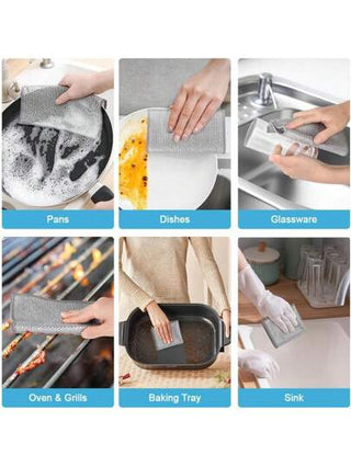 6 قطع/ 12 قطعة من وسادات الجلي متعددة الوظائف للرطب والجاف، من الستانلس ستيل، وسط معدني ثنائي الوجه لتنظيف أواني الطهي والحوض والأواني المنزلية ومسطح الطهي، بمقاس 8" * 8"