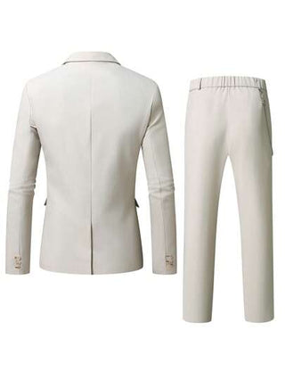 Manfinity Mode بدلة رسمية كاجوال رمادية فاتحة بياقة على شكل v للرجال، موسم الربيع/ الصيف