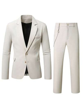 Manfinity Mode بدلة رسمية كاجوال رمادية فاتحة بياقة على شكل v للرجال، موسم الربيع/ الصيف