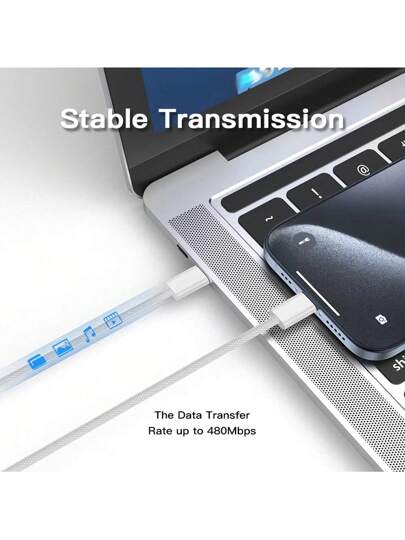 كبل شحن سريع مزدوج بمنفذي USB C ، 60 واط لهواتف 16/15 برو ماكس وبلس، وللسامسونج وبوكو ، من النوع C إلى النوع C ، كبل بريد مع علبة