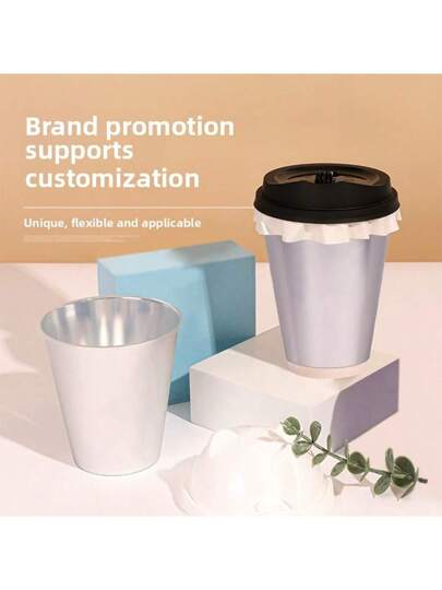 10 قطع أكواب قهوة فضية خامة مع بطانة إنيرفلم على الطراز الفيروسي - أدوات شرب مميزة للخروج للمقاهي، أكواب محكمة الإغلاق للتيك أواي للمشروبات الساخنة و الباردة