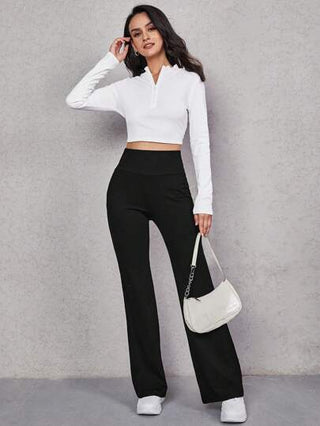 EZwear بنطلون فلير بحزام خصر واسع