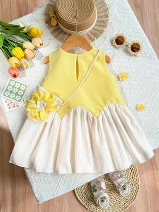 فساتين بيبي فستان أنيق بدون أكمام وياقة دائرية، مناسب للبنات الصغيرات في الصيف