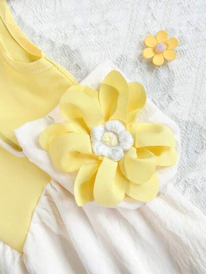 فساتين بيبي فستان أنيق بدون أكمام وياقة دائرية، مناسب للبنات الصغيرات في الصيف