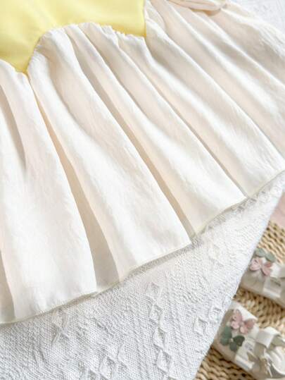 فساتين بيبي فستان أنيق بدون أكمام وياقة دائرية، مناسب للبنات الصغيرات في الصيف