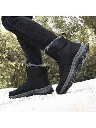 بوت رياضية خارجية للرجال,بوت ركوب الخيل الجلدية, بوت المشي لمسافات طويلة مبطنة بفرو,مقاومة للانزلاق والتآكل ودافئة