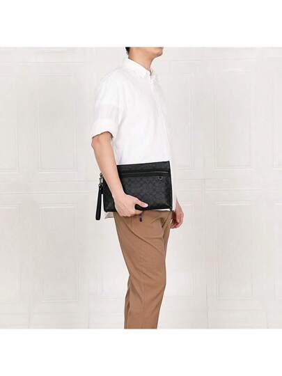 Coach حقيبة كلاتش للجنسين، محفظة معصم بسحاب، محفظة كبيرة بحزام قابل للفصل