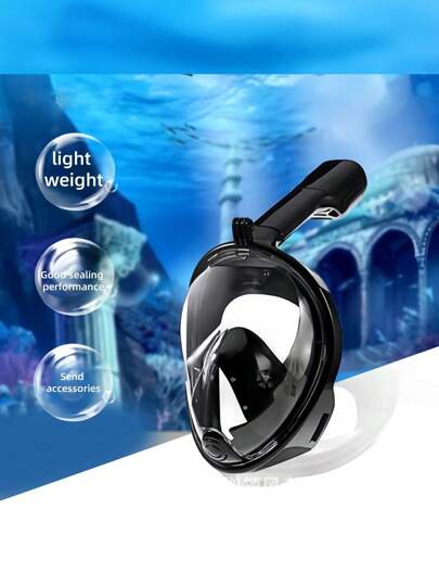 قناع غطاء الوجه الكامل للغطس والسباحة، بمجموعة كاملة ، لرؤية واسعة النطاق، مضاد للضباب، أنبوب تنفس جاف، مثالي للغطس والسباحة والقوارب، علبة هاتف مقاومة للماء، تفاعلية مع الشاشة اللمسية، قطعة واحدة