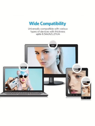 ١ قطعة من مصباح الحلقة السيلفي المحمول باللون الأبيض/الوردي، قابل للشحن USB، مناسب لتصوير السيلفي والبث المباشر، له وظائف تحسين الجمال والبشرة، مصباح محمول للسيلفي