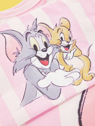 TOM & JERRY X حقيبة تسوق بسعة كبيرة مطبوع عليها كرتون وخطوط موضة للنساء