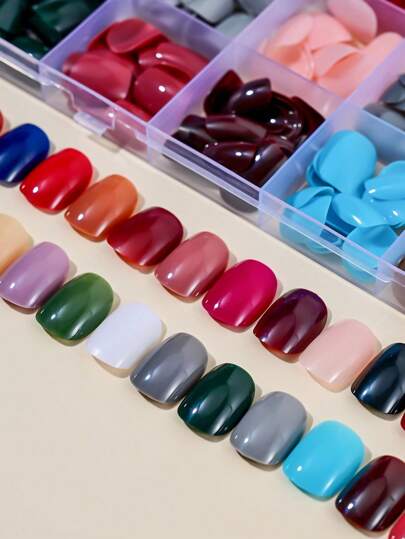 576 قطعة من طقم الأظافر اللاصقة، 24 لون، أظافر أكريليك زائفة بلمعان، كاملة التغطية، شكل مربع، ألوان متنوعة، نمط عادي، طول قصير، هدية مثالية للنساء والفتيات، اكسسوارات تزين الأظافر