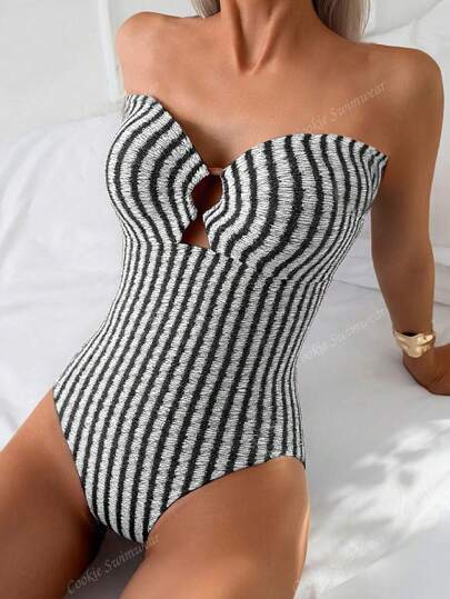 مايوه حريمي قطعة واحدة بدلة سباحة أنيقة محافظة من قطعة واحدة للنساء ، ذات كتف واحد وأقماع من نسيج خاص لحفلات الشاطئ والحمام