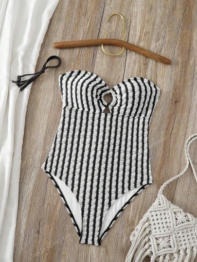 مايوه حريمي قطعة واحدة بدلة سباحة أنيقة محافظة من قطعة واحدة للنساء ، ذات كتف واحد وأقماع من نسيج خاص لحفلات الشاطئ والحمام