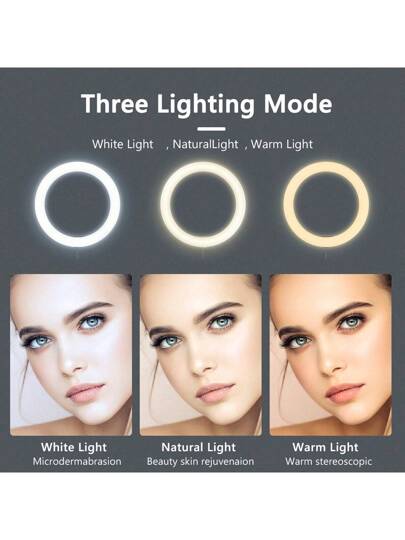 AXNEN حلقة ضوئية LED بقطر 10 بوصة مع حامل ثلاثي القوائم للفيديو والمكياج والتصوير الفوتوغرافي، ضوء الكاميرا مع حامل الهاتف الجوال، مصباح LED للمكتب ب- 3 أوضاع إضاءة و 10 مستويات سطوع (قطر 10 بوصة)