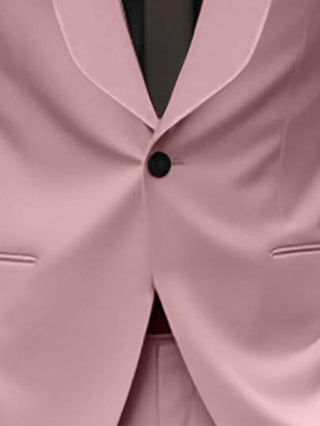 Manfinity Mode بدلة رجالية كاملة من الجاكيت والبنطلون ذات لون أحادي، الجاكيت بياقة وشاح وأكمام طويلة، بدلة عمل