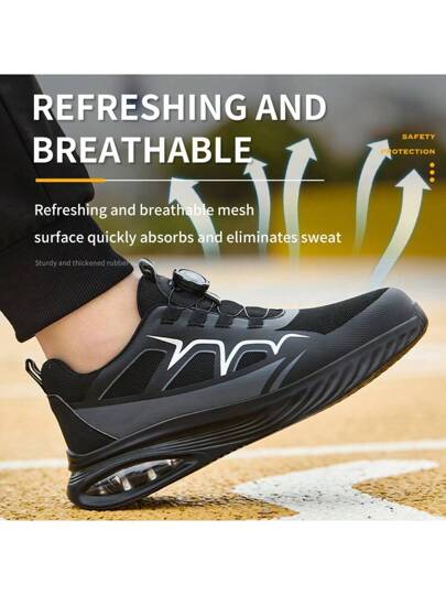 أحذية أمان جديدة مانعة للتسلل وللصدمات مع غطاء معدني للأصابع للرجال والنساء، أحذية عمل خفيفة الوزن وعصرية، نفاذة وقابلة للتنفس