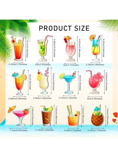 12 قطعة / 24 قطعة / 36 قطعة زخارف شجرة عيد الميلاد الخشبية ذات طبعات شواطئ استوائية معلقة بخيط، مناسبة لتوريدات حفلات هاواي؛ مطبوعة بعناصر صيفية، ملونة وكيوت ولطيفة، يمكن استخدامها لزينة المنزل، المكتب، حمام السباحة أو أنشطة خارجية أخرى في الصيف؛...