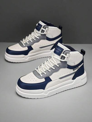 أحذية رياضية عالية الرقبة مريحة وعملية للرجال، متعددة الاستخدامات، مبطنة، بألوان متنوعة مع شعارات، حذاء لوح التزحلق منخفض السهل الارتداء، مناسب لكل المواسم والاستخدام اليومي