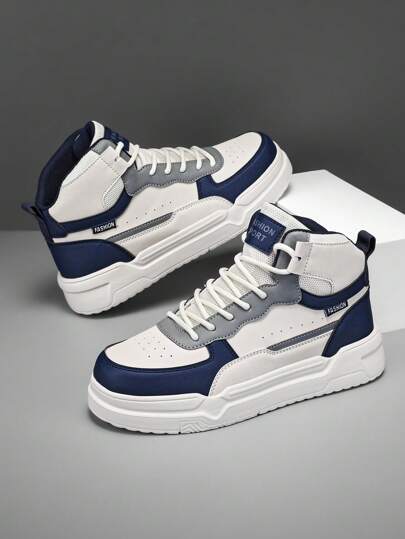 أحذية رياضية عالية الرقبة مريحة وعملية للرجال، متعددة الاستخدامات، مبطنة، بألوان متنوعة مع شعارات، حذاء لوح التزحلق منخفض السهل الارتداء، مناسب لكل المواسم والاستخدام اليومي