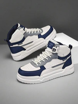 أحذية رياضية عالية الرقبة مريحة وعملية للرجال، متعددة الاستخدامات، مبطنة، بألوان متنوعة مع شعارات، حذاء لوح التزحلق منخفض السهل الارتداء، مناسب لكل المواسم والاستخدام اليومي