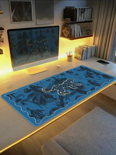 لوحة الفأرة حجم كبير وسادة الطاولة واقي لوحة المفاتيح وسادة المكتب والمدرسة الزخرفة، لوحة كبيرة للكمبيوتر المحمول وإكسسوارات الكمبيوتر تصميمات جميلة بطبعات الفهد والغابة والطبيعة