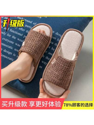 الشبشب الكتاني للنساء، غير زلق للاستخدام في الأماكن الداخلية، مفتوح الأصبع، مناسب لجميع الفصول