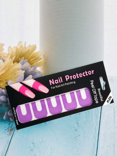 Beautizon Nailartlab 10 قطع حامي أظافر على شكل حرف U - لطباعة الفن على الأظافر وأدوات التلوين والإكسسوارات، مثالي لوضع طلاء الأظافر، تصميم على شكل حرف U وخامة مرنة من المستلزمات