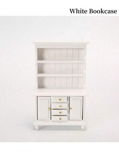 SHEIN خزانة عرض خشبية ثلاثية الطبقات ذات أربع أدراج لنموذج عرض الخزانة المصغر 1:12 ، ديكور أثاث مصغر، خيار هدية رائع للمجموعين والأعياد والمناسبات، للعب الوهمي