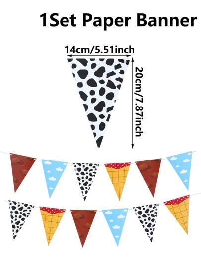 مجموعة لافتة ورقية ذات موضوع قصة كرتونية، السحب البيضاء الزرقاء، تصميم البقرة والرعاة، لافتة معلقة، زينة للمناسبات، إكسسوارات حفلة المزرعة، ديكور حفل استحمام الطفل والكشف عن نوعه، زينة عيد الميلاد، ديكور المنزل، إكسسوارات الحفلات