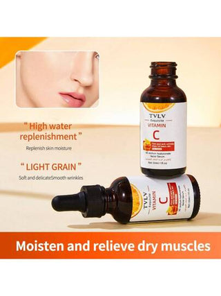 1 قطعة سيروم وجه بفيتامين سي ، وريتينول - جوهر مرطب بحمض الهيالورونيك، لون فاتح بني محايد ، عطرية للجميع من أنواع البشرة الفاتحة البنية