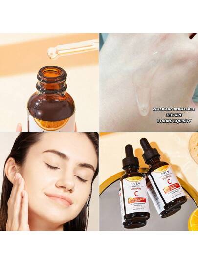 1 قطعة سيروم وجه بفيتامين سي ، وريتينول - جوهر مرطب بحمض الهيالورونيك، لون فاتح بني محايد ، عطرية للجميع من أنواع البشرة الفاتحة البنية