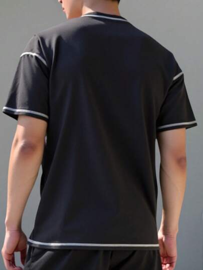 SHEIN قميص كاجوال للشباب بأكمام قصيرة، لارتداء في الحياة اليومية، الأعياد والمهرجانات الموسيقية، مناسب للربيع/الصيف، بطراز رياضي، بانك روك، كلية