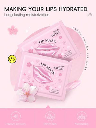 LAIKOU 3 قطع / 5 قطع / 10 قطع / 20 قطع / 60 قطع / 100 قطعة قناع شفاه مرطب بتصميم ساكورا من ليكو اليابانية 6 جرام، رعاية عميقة لترطيب وإصلاح الشفاه لجميع أنواع البشرة للنساء