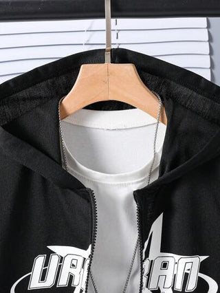 جاكيت ذات زيبر مع كابورة للأولاد المراهقين بطباعة النجوم ملابس الشارع