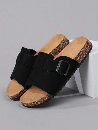 صنادل للنساء، موضة صيفية، صنادل نسائية مطبوعة بنعل سميك، صنادل شاطئ وشرائح أنثوية مسطحة مع أربطة قابلة للتعديل وإبزيم ، صنادل منزلية وللطالبات