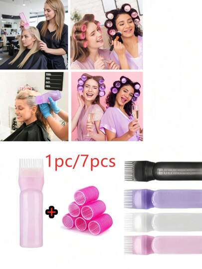 1 قطعة/7 قطع - أداة تطبيق شعر, أداة تطبيق زيت الشعر, أداة زجاجة صبغ, مع 6 مشابك شعر, مناسبة للشعر الطويل المستقيم والكثيف, غير مناسبة للشعر القصير، المتوسط، الرقيق، الناعم، المجعد