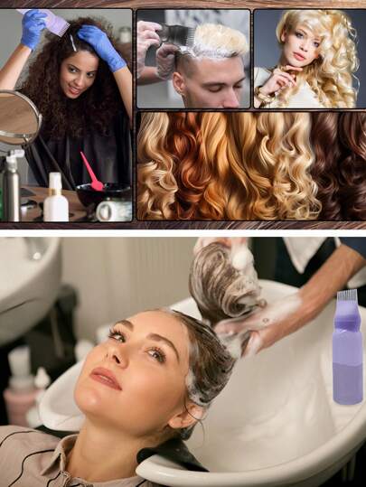 1 قطعة/7 قطع - أداة تطبيق شعر, أداة تطبيق زيت الشعر, أداة زجاجة صبغ, مع 6 مشابك شعر, مناسبة للشعر الطويل المستقيم والكثيف, غير مناسبة للشعر القصير، المتوسط، الرقيق، الناعم، المجعد