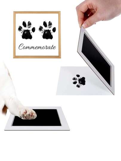 مجموعتان بصمة بصمة حيوان أليف، طقم بصمة يد وقدم بدون حبر، طقم بصمة أنف كلب، لوحة ختم بدون فوضى مع إطارات صور كتذكار لهواة الحيوانات الأليفة (لوحة الختم والطقم مزودان بلوحتين من الورق الأبيض ، الصور في المنتج لأغراض العرض فقط. بسبب الدفعات المختلفة ، قد تخ