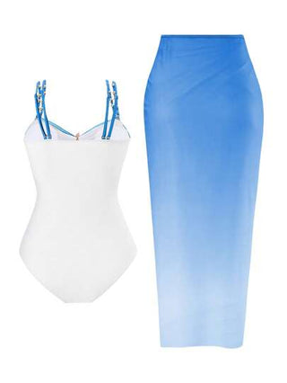 Swim Oasis بدلة سباحة قطعة واحدة، مقاس كبير، مجموعة من قطعتين مزينة بزخارف نجوم البحر المعدنية، بتصميم بسيط، مناسبة للاستخدام اليومي والصيف والعطلات على الشاطئ، للنساء