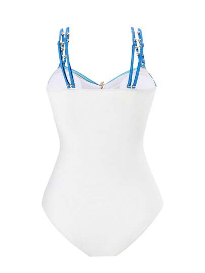 Swim Oasis بدلة سباحة قطعة واحدة، مقاس كبير، مجموعة من قطعتين مزينة بزخارف نجوم البحر المعدنية، بتصميم بسيط، مناسبة للاستخدام اليومي والصيف والعطلات على الشاطئ، للنساء