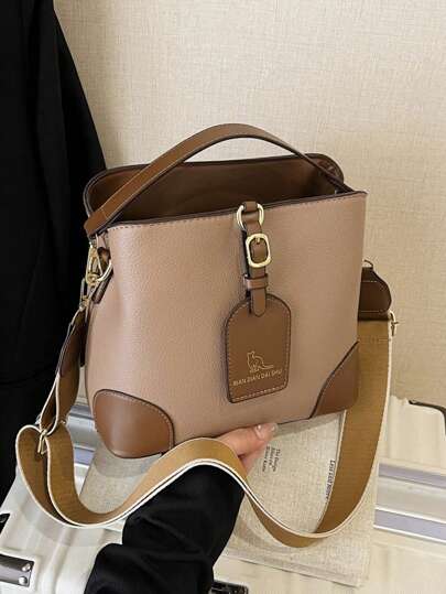 حقيبة سعة كبيرة للتنقل، حقيبة دلو، أسلوب جديد للموضة النسائية، مربعات ملونة، حقيبة كتف وجسم عبر شائعة هذا العام، متعددة الاستخدامات بطراز رجعي، حقيبة نسائية سعة كبيرة