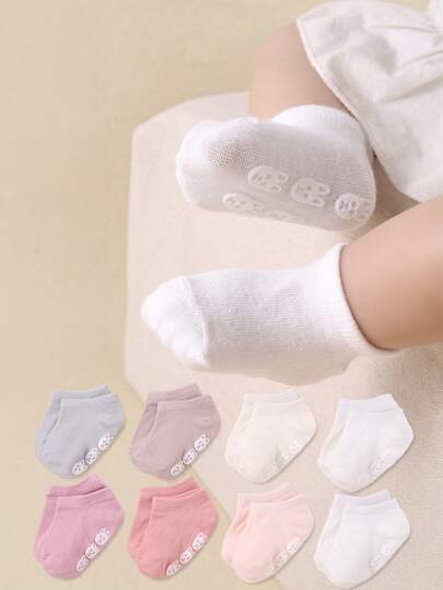 مجموعة من 8 أزواج من جوارب الأطفال- تصميم دب جميل - جوارب أرضية مزينة بنقاط مانعة لالانزلاق، مناسبة بشكل رائع للباس اليومي والمناسبات للأطفال الصغار والمواليد الجدد