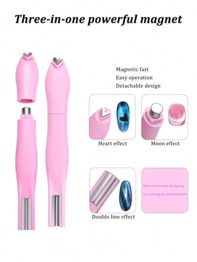 klimonla طقم أدوات مانيكير ذات فن أظافر القط 3 ألوان مغناطيسية احترافية، يشمل مغناطيسات بطبعات القلب والثعبان