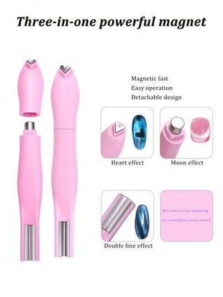 klimonla طقم أدوات مانيكير ذات فن أظافر القط 3 ألوان مغناطيسية احترافية، يشمل مغناطيسات بطبعات القلب والثعبان