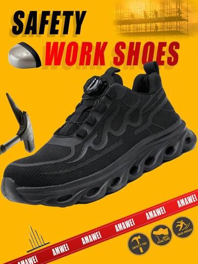 زوج واحد من أحذية السلامة ذات أطراف فولاذية للرجال للصيف، خفيفة الوزن ومريحة، مقاومة للانزلاق وقابلة للتنفس وذات حماية من التآكل، حذاء رياضي آمن مضاد للثقب والتحطم مع وسادة مخدة للقدم، مناسب للمواقع الإنشائية والحدائق والمستودعات والإصلاحات اليومية