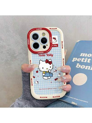 Sanrio غطاء هاتف سيليكون ناعم بتصميم الشخصية الكرتونية 'هالو كيتي' متوافق مع أجهزة 16 برو ماكس، 13، 15 بلس، 14